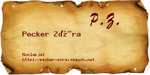 Pecker Zóra névjegykártya